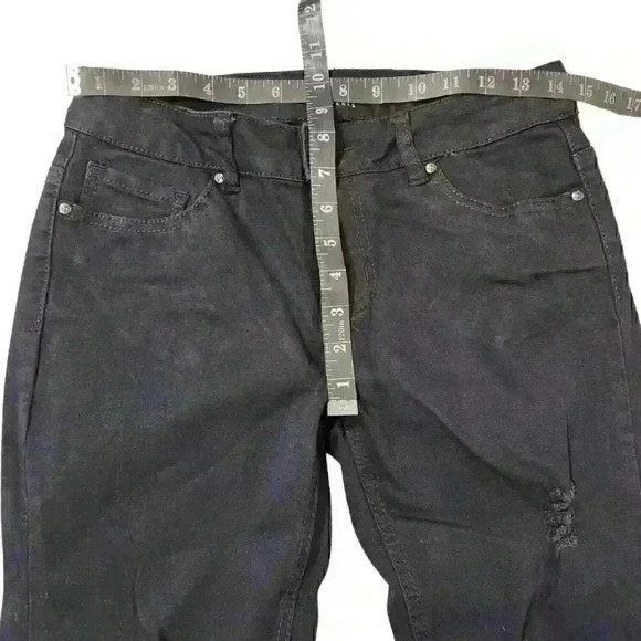 Women's Alloy Sofia Low-Rise Black Dark Wash Distressed Tall Jeans - Picture 3 of 9